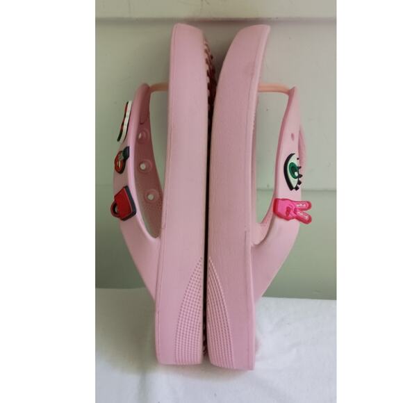 Crocs Pink Platform Flip Flops with Charms size W9 - Picture 10 of 12